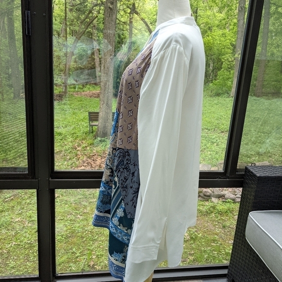 Chico's Bu Tunic Blouse SharkBite Size 1/M Kimono Collar Handkerchief new - Picture 4 of 6